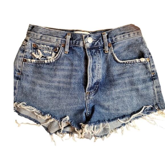 Agolde Parker Organic Cotton Button fly jean shorts 25 - Picture 1 of 8